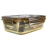 Snapware Leak-Proof Glass Storage Container with Air-Tight Lid, Microwave and Oven Safe, Rectangle, 980ML, Amber