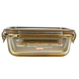 Snapware Leak-Proof Glass Storage Container with Air-Tight Lid, Microwave and Oven Safe, Rectangle, 380ML, Amber