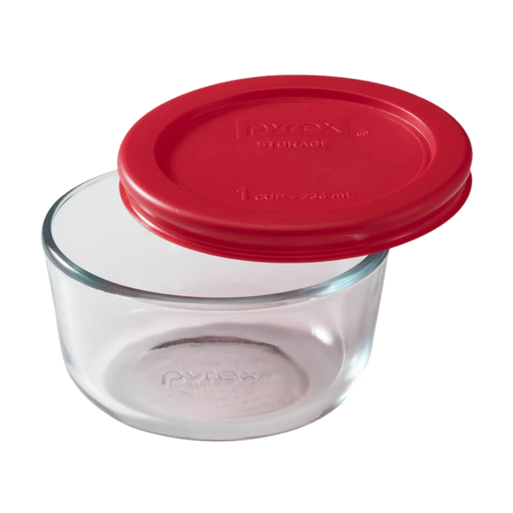 Pyrex-1Cup/236ml Round Bowl with Plastic Red Lid