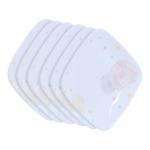Corelle Asia Pom Pom Square Round Small Plates - Pack of 6