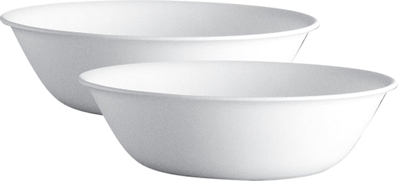 CORELLE Glass Solid Serving Bowl - 1L, Pack of 2, White