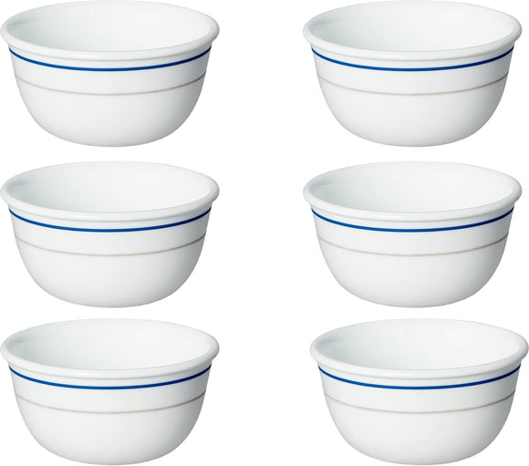 CORELLE Glass Soup Bowl Livingware Double Ring 325 ml Soup Bowl Pack of 6 (Pack of 6, White)