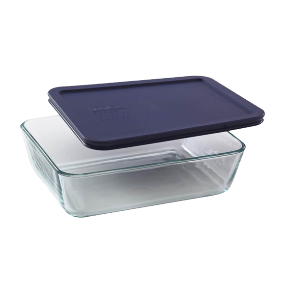 Pyrex-6Cup/1.4L Rectangular with Blue Plastic lid