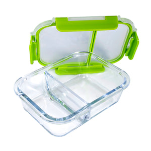 Snapware Leak-Proof Eco Clean Glass Storage Container with Air-Tight Lid, Microwave and Oven Safe, Rectangle, 620ML, Green
