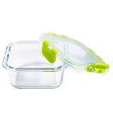 Snapware Leak-Proof Eco Clean Glass Storage Container with Air-Tight Lid, Microwave and Oven Safe, Square, 320ML, Green